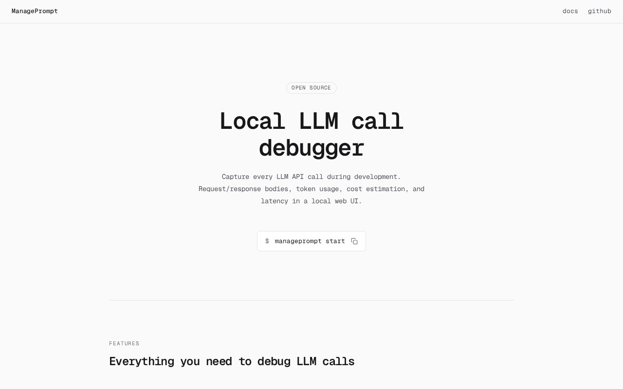 ManagePrompt官网截图
