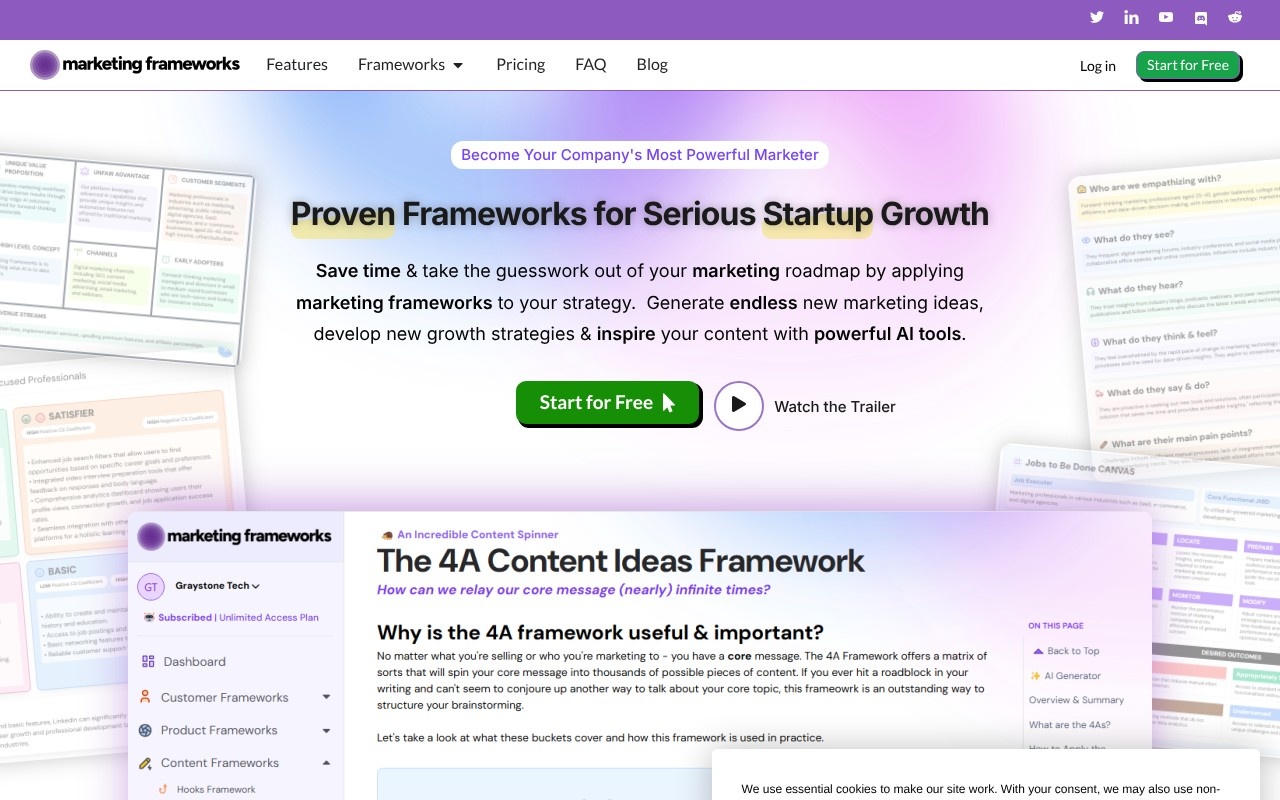 Marketing Frameworks官网截图