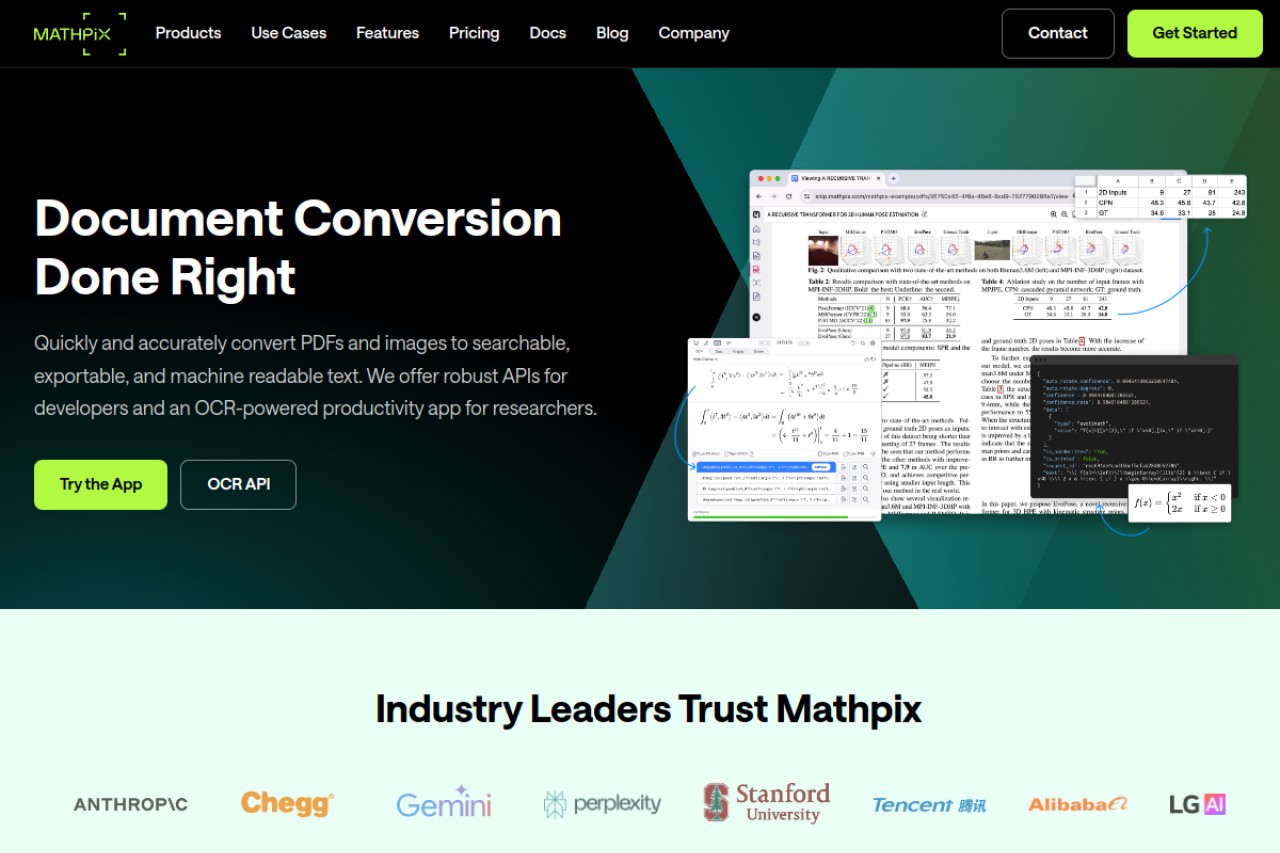 Mathpix官网截图