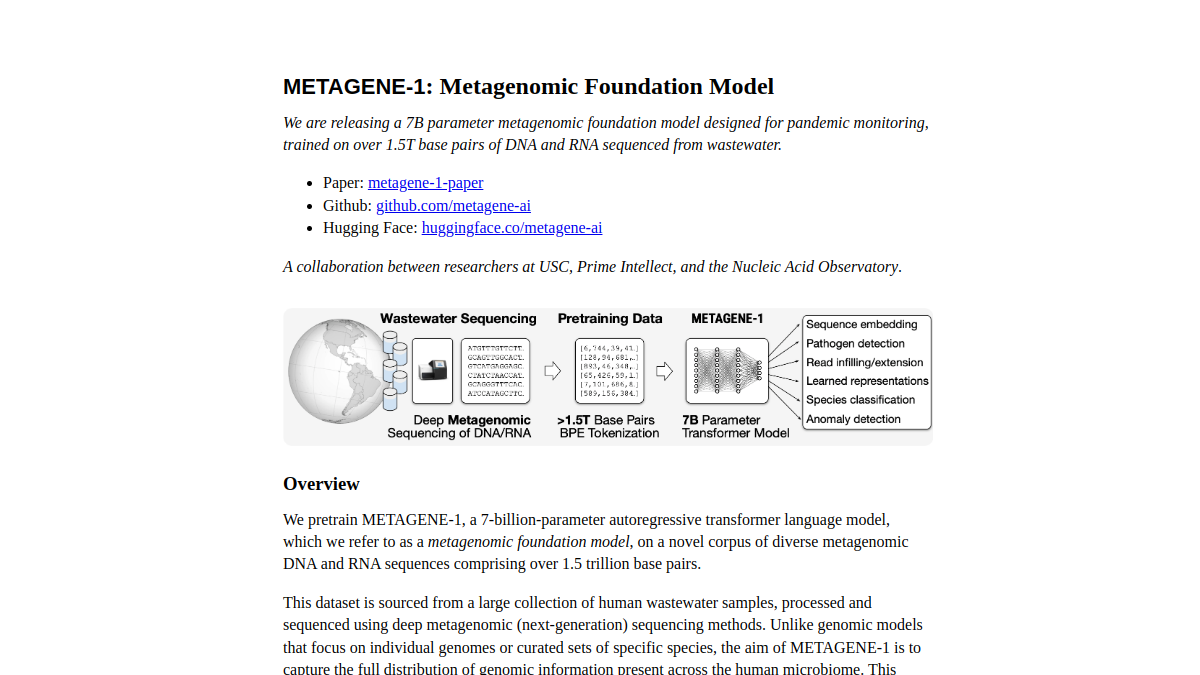 METAGENE-1官网截图