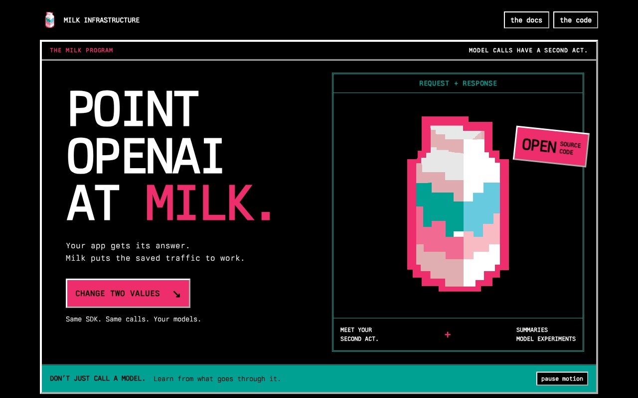 Milk Infrastructure官网截图