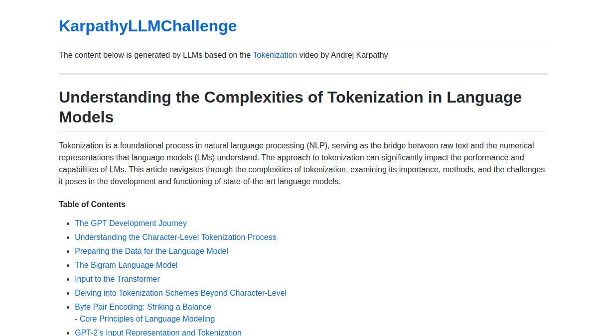 KarpathyLLMChallenge官网截图