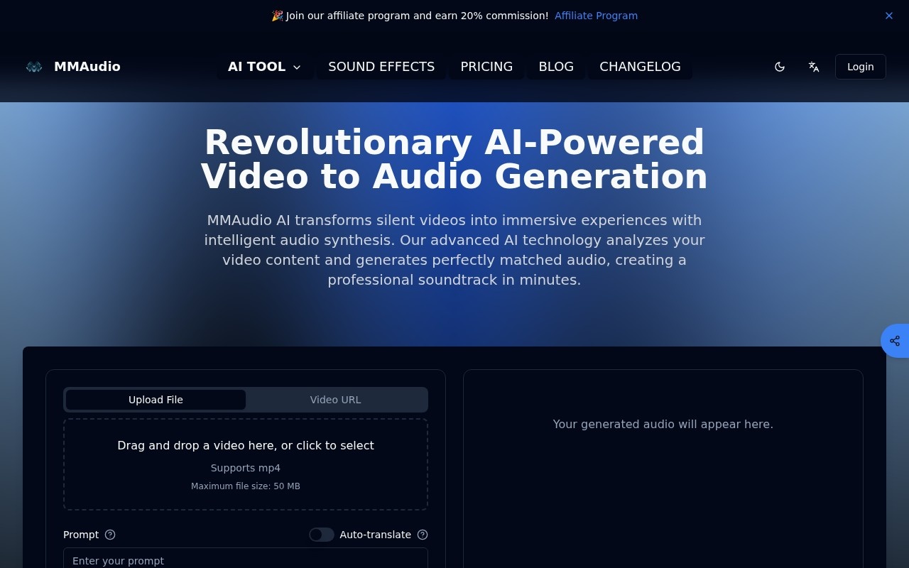 MMAudio AI官网截图