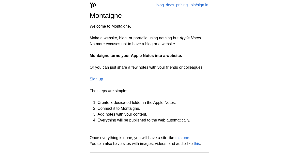 Montaigne官网截图