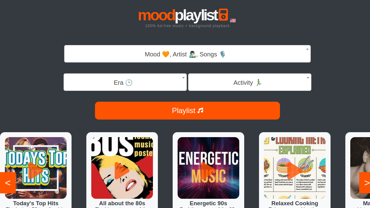 Moodplaylist - AI Powered Playlists官网截图