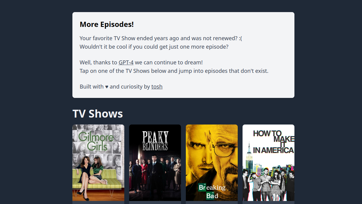 More Episodes!官网截图