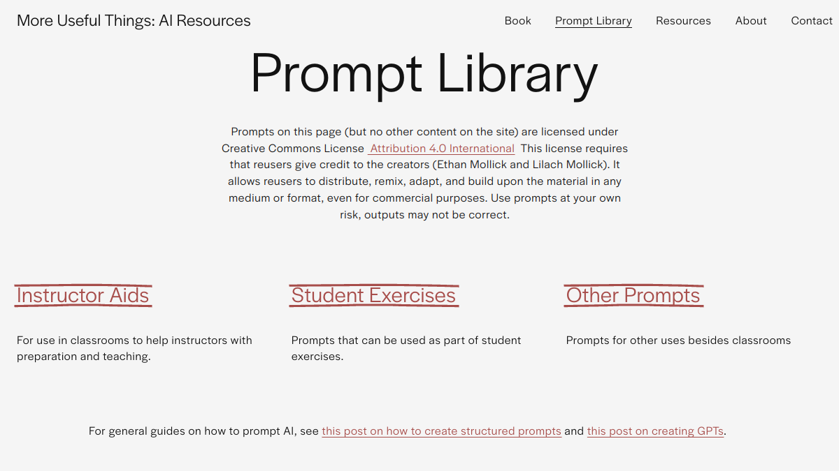 More Useful Things Prompt Library官网截图