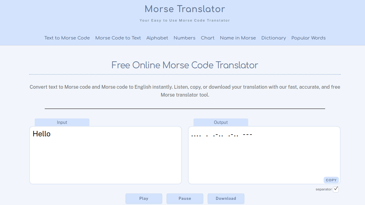 Morse Translator官网截图