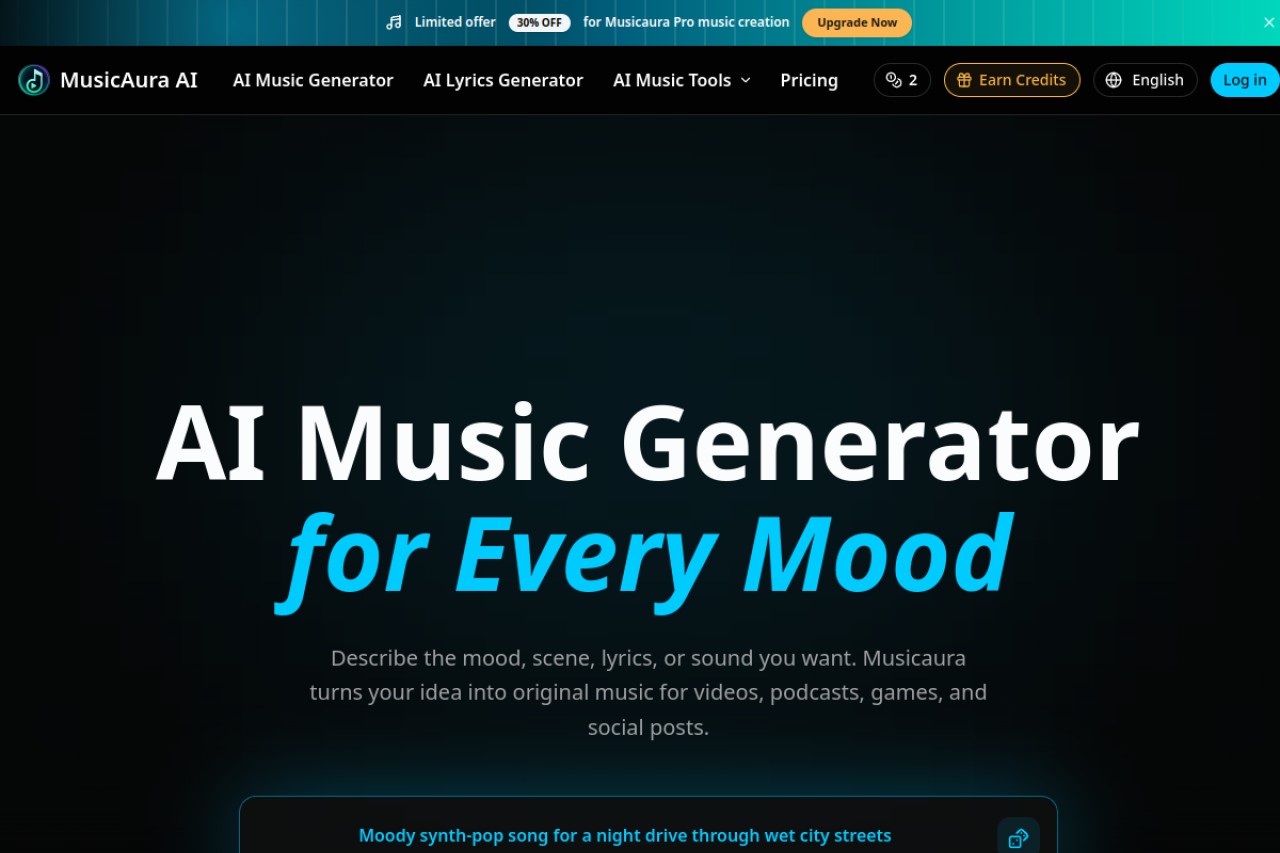 MusicAura AI官网截图