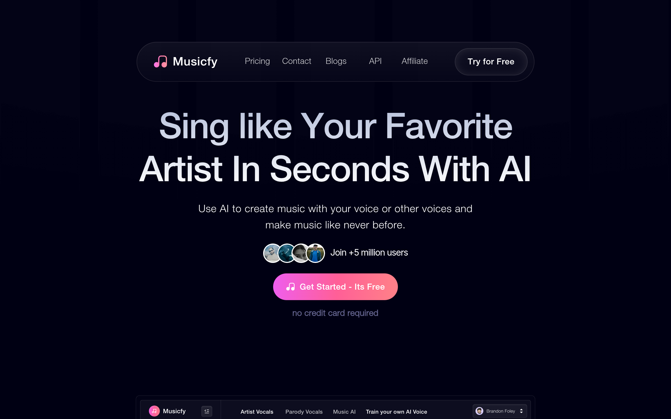 Musicfy AI官网截图