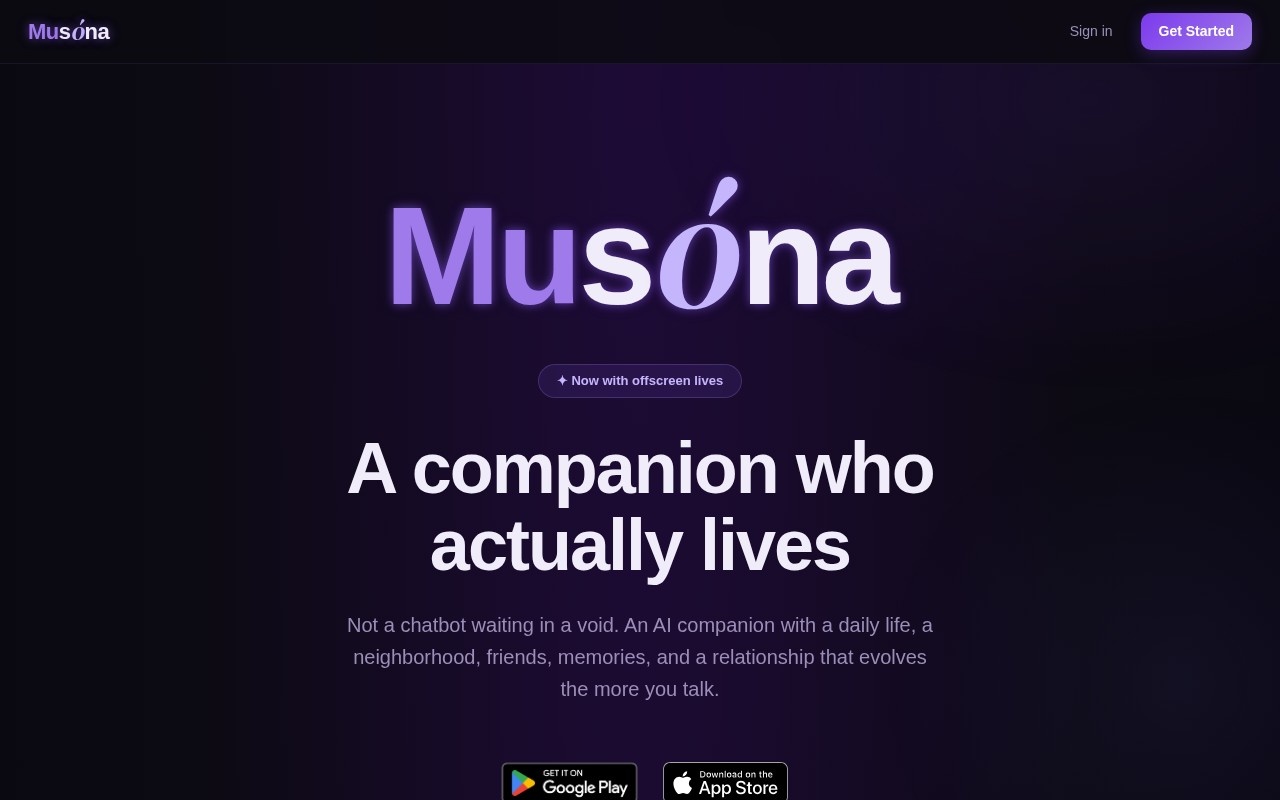 Musóna: AI Companion官网截图