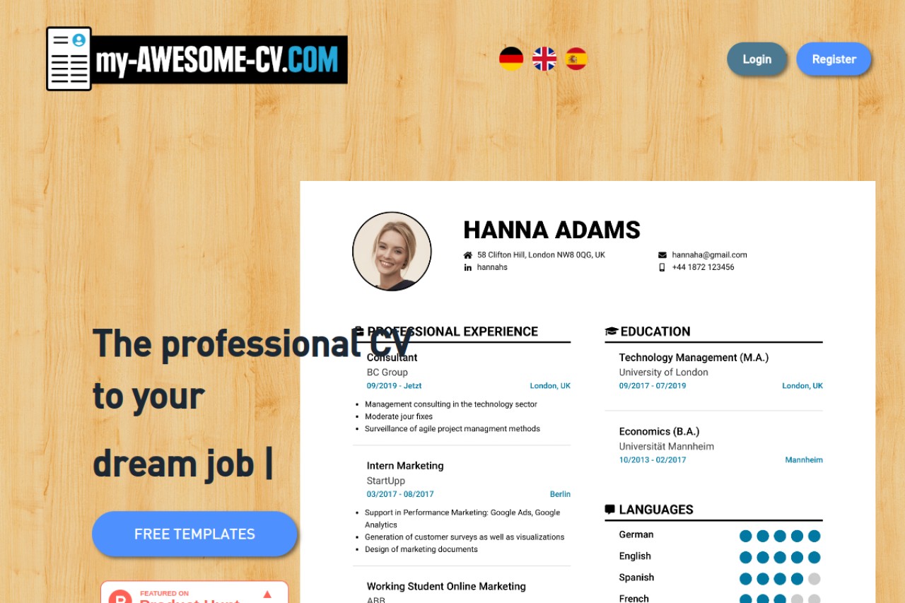 my-AWESOME-CV官网截图
