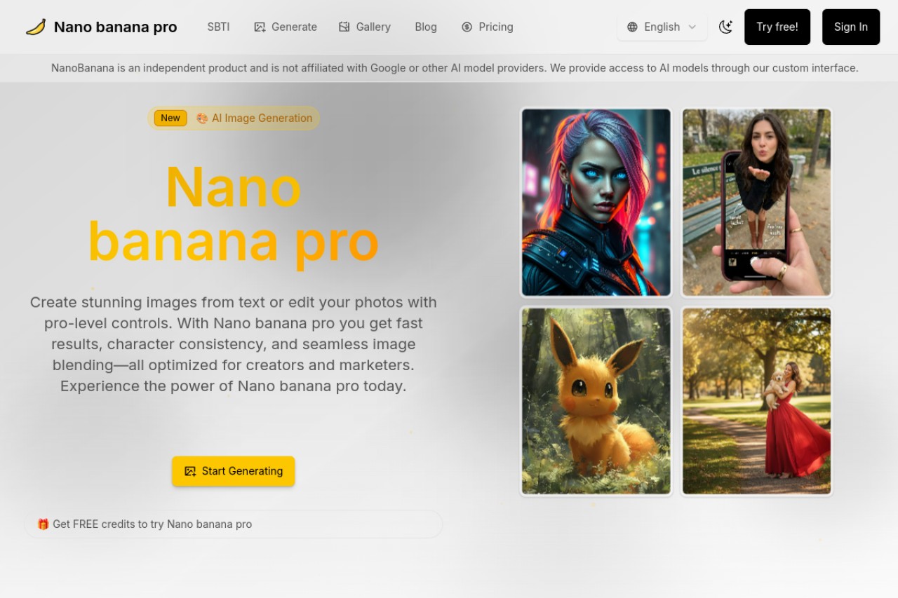 Best Nano Banana Pro官网截图