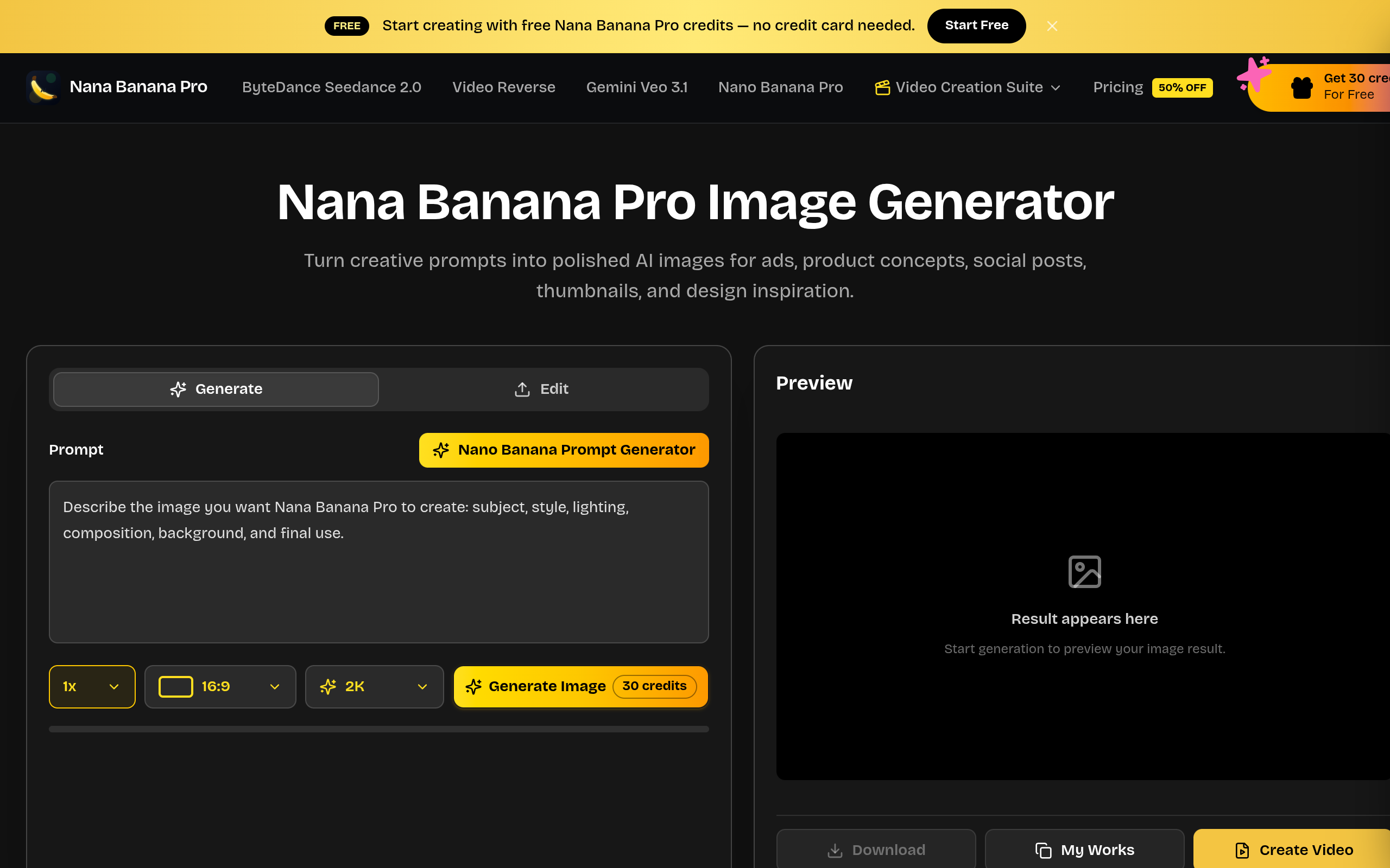 Nana Banana Pro AI官网截图