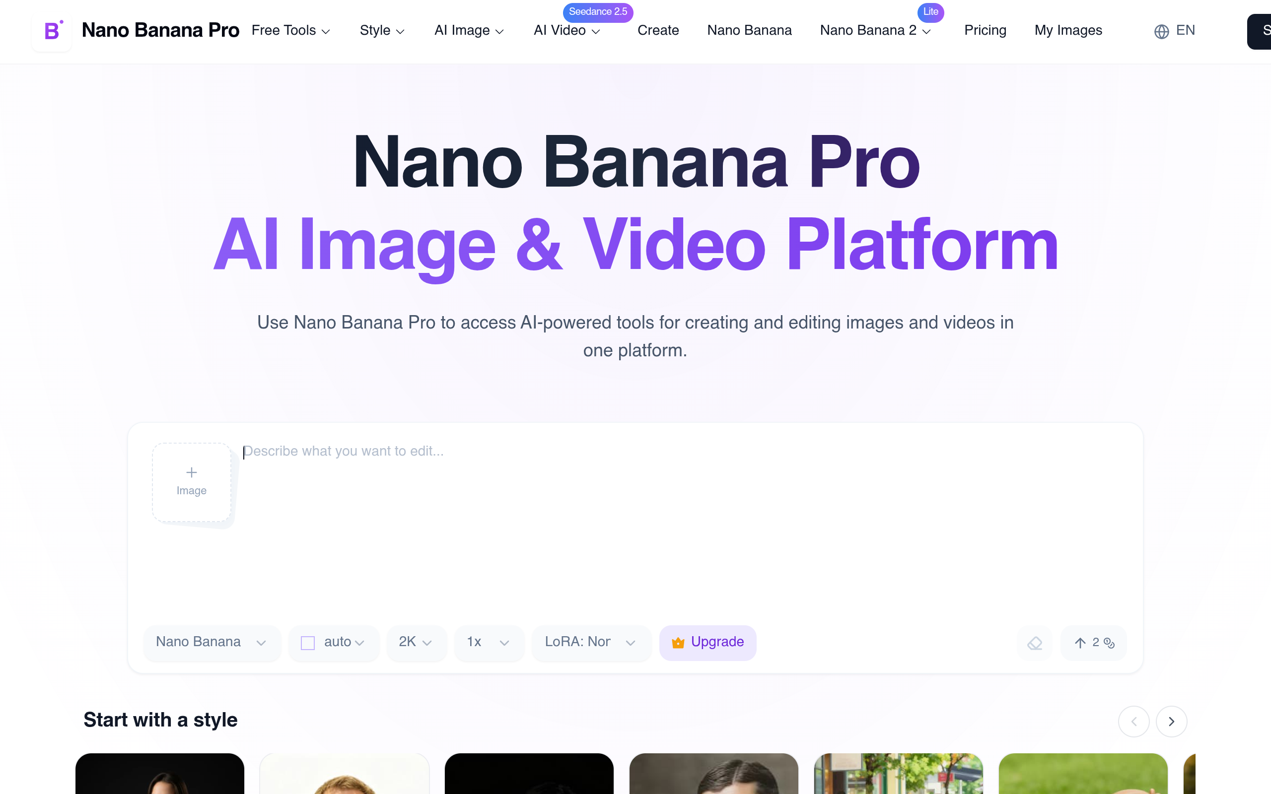 Nano Banana Pro官网截图