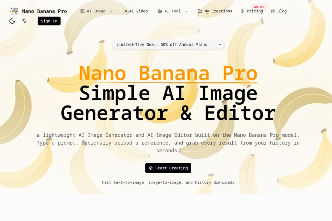 Nano Banana Pro官网截图