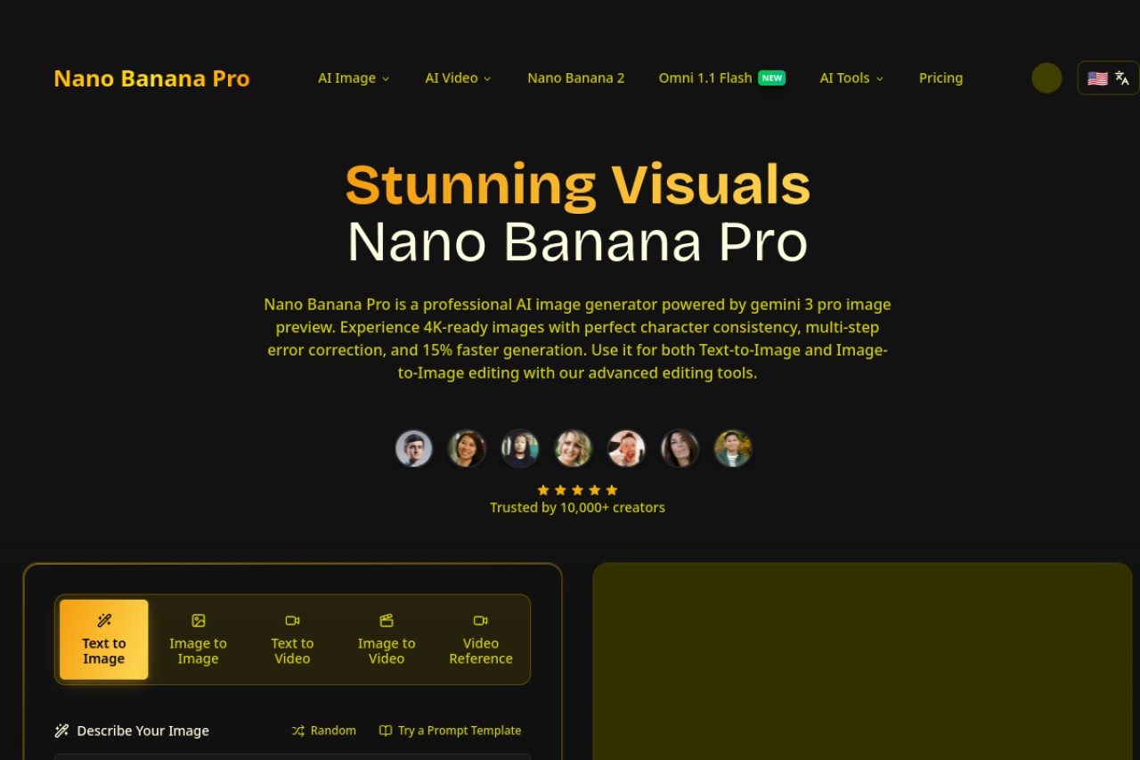 Nano Banana Pro官网截图