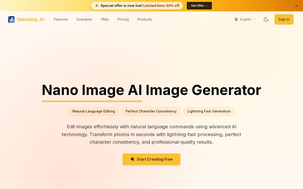 Nano Banana Image AI官网截图