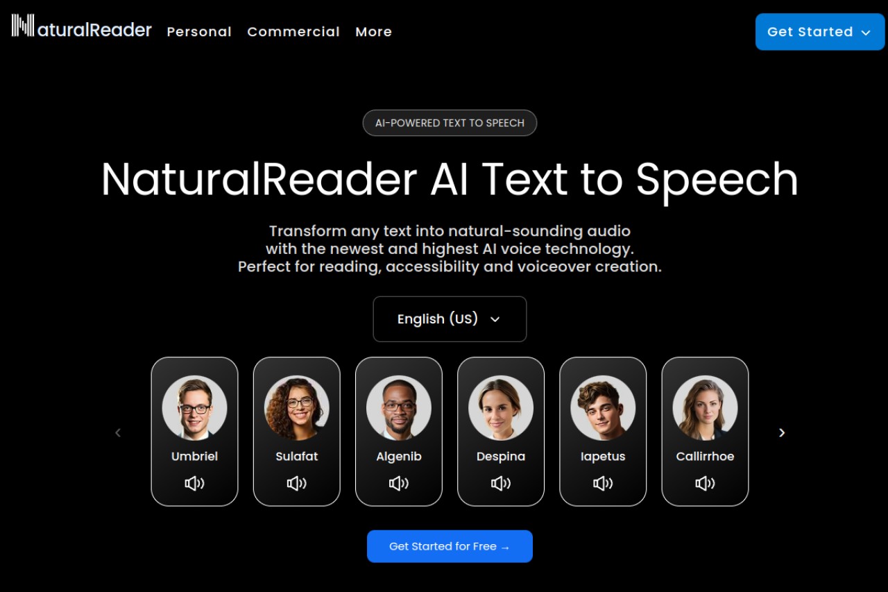 NaturalReader官网截图