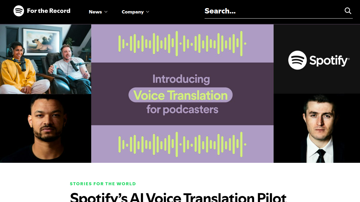 Spotify Voice Translation官网截图