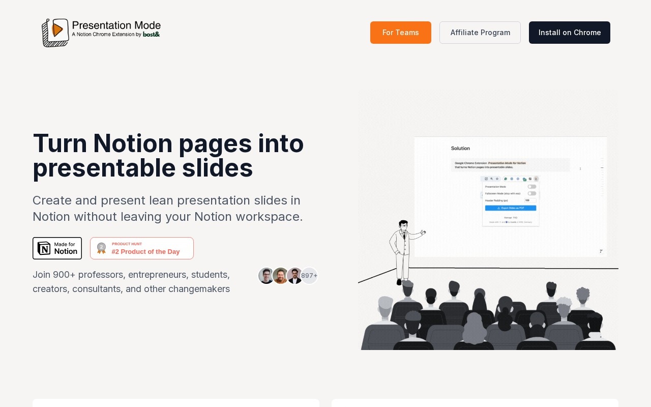 Presentation Mode for Notion官网截图