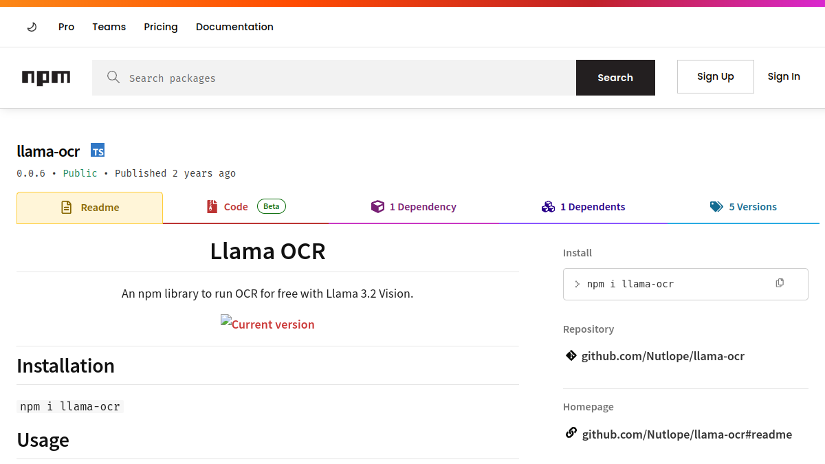 llama-ocr官网截图
