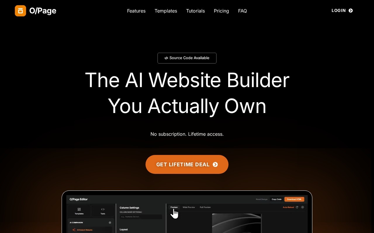 O/Page Website Builder官网截图