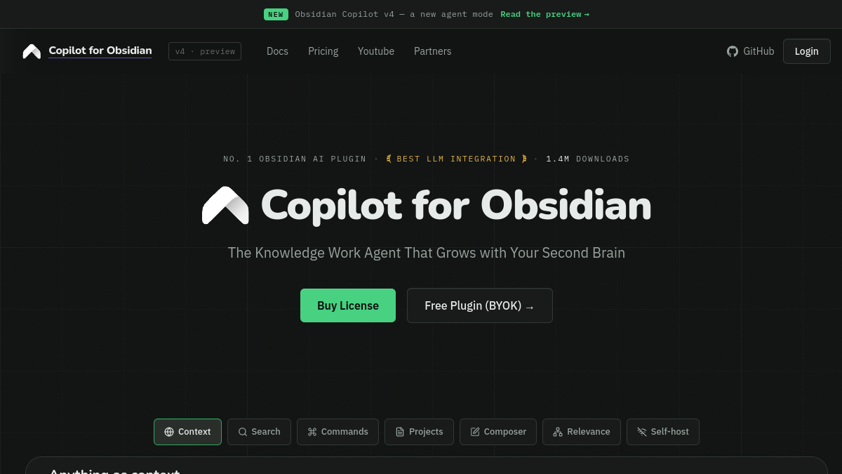 Copilot for Obsidian官网截图