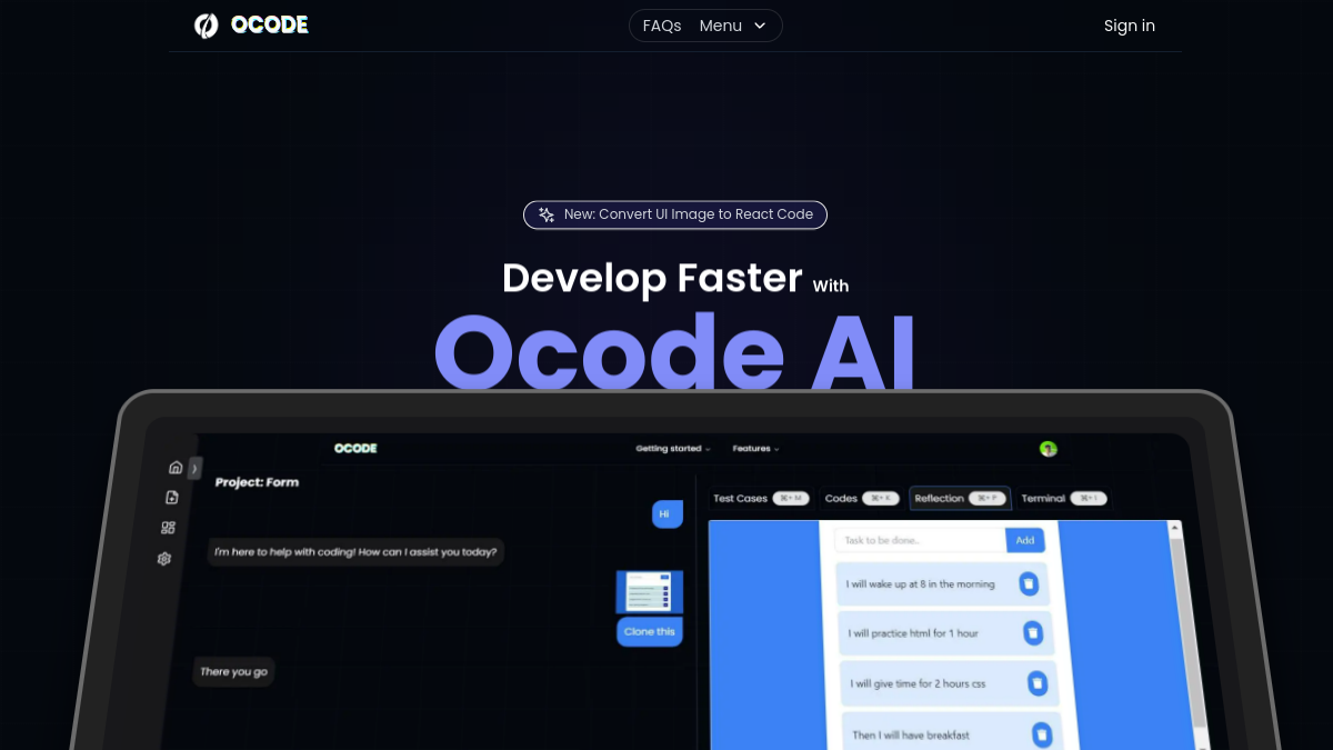 Ocode AI官网截图
