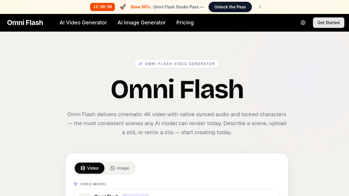 Omni Flash官网截图
