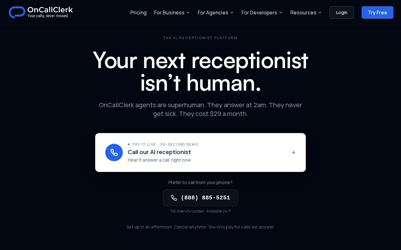 OnCallClerk官网截图
