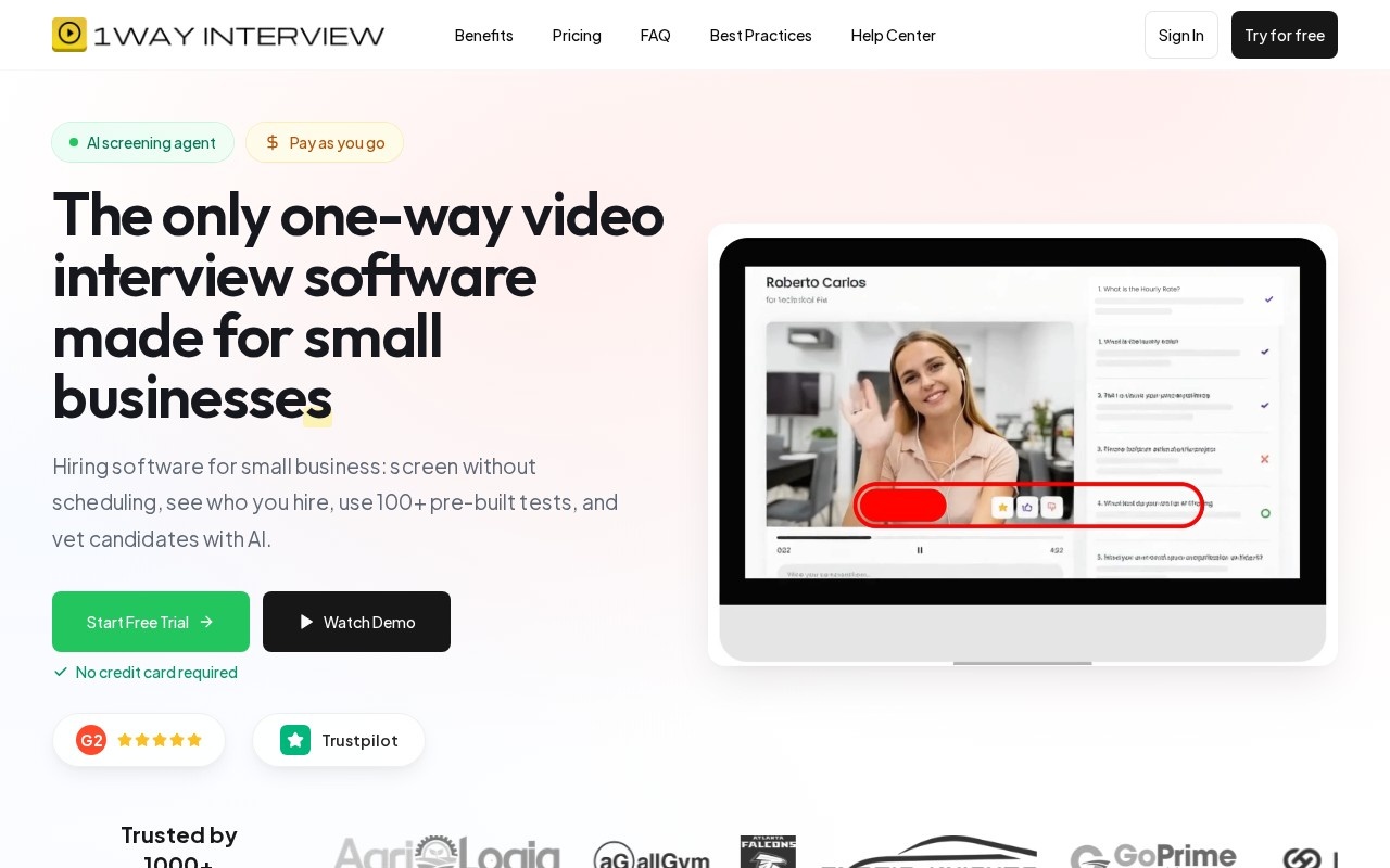 One Way Interview官网截图