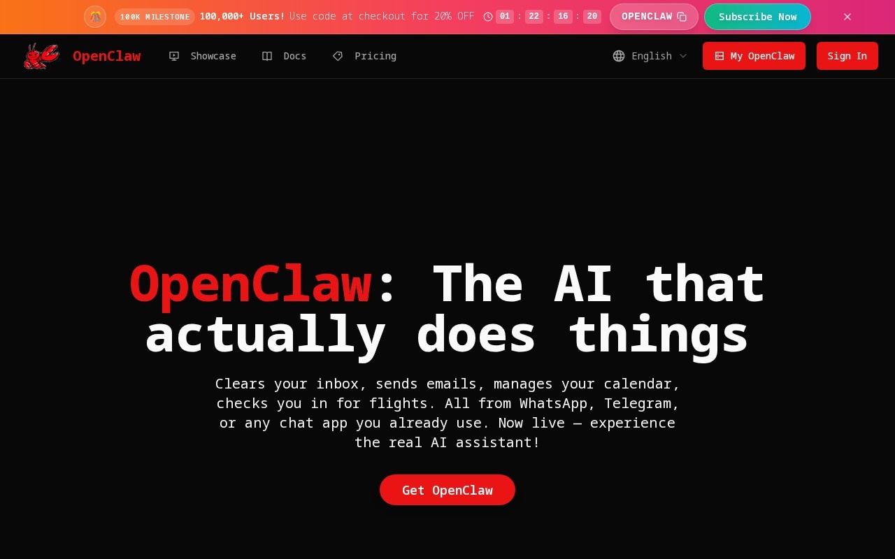 OpenClaw官网截图