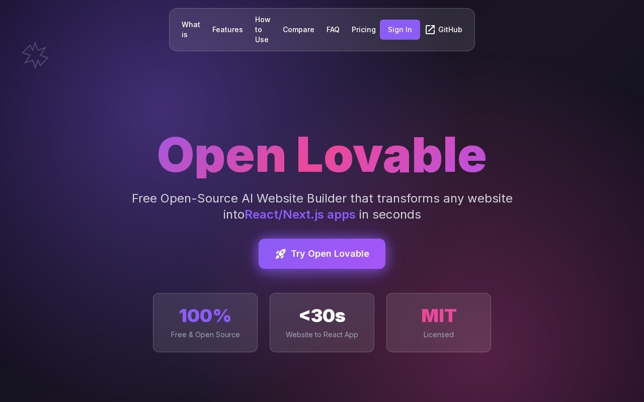 Open Lovable官网截图