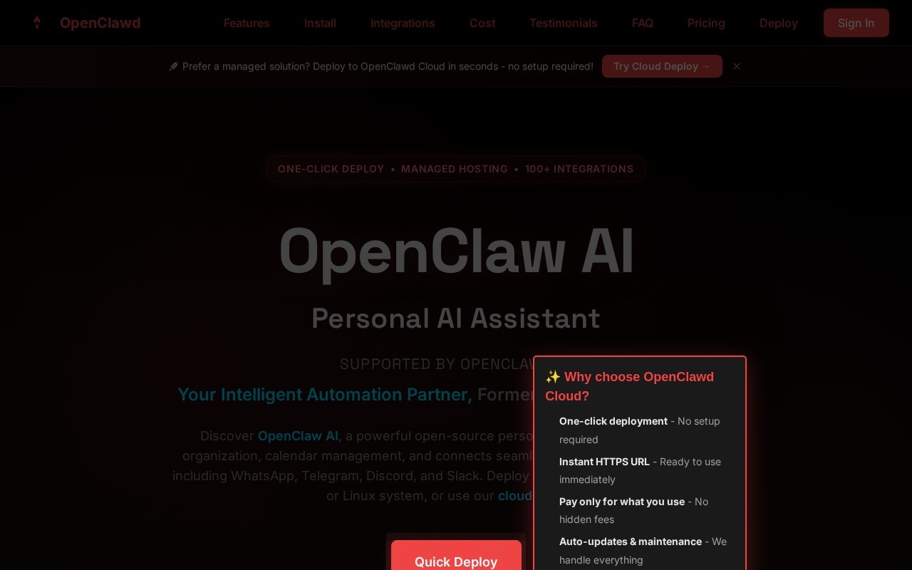OpenClawd AI官网截图
