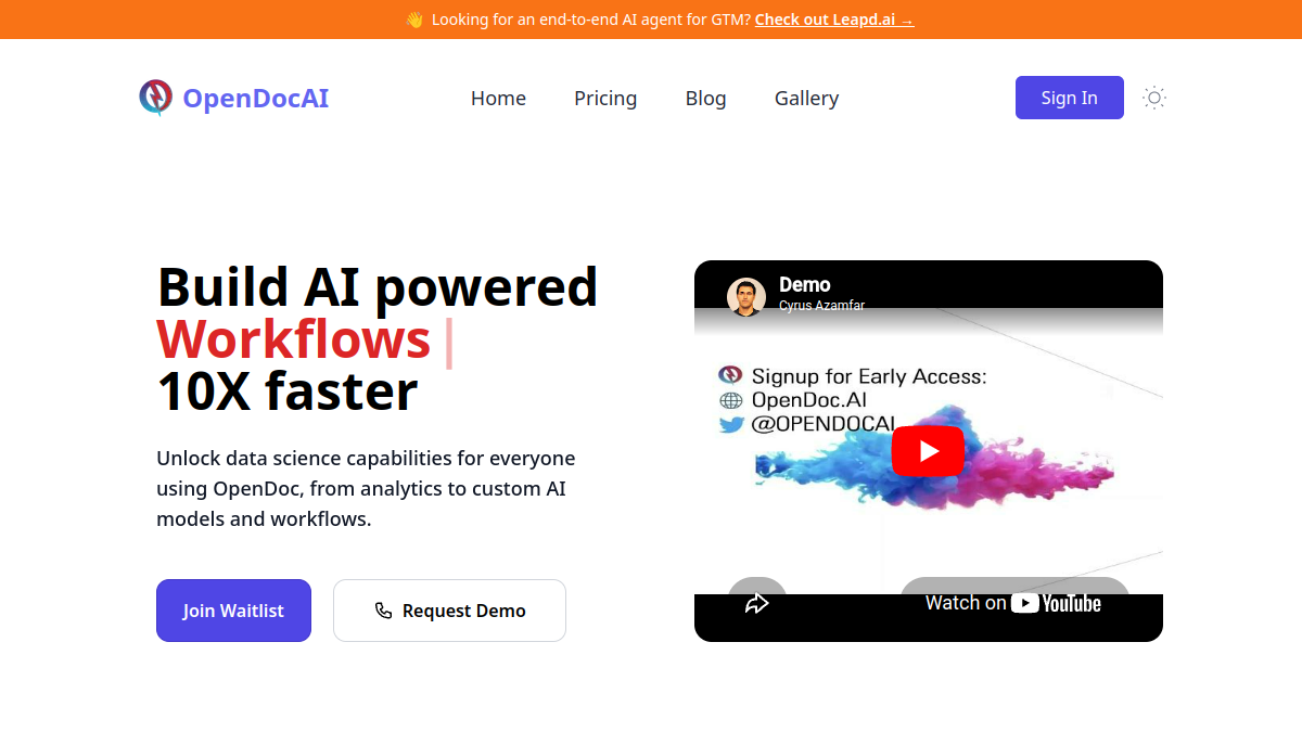 OpenDoc AI官网截图