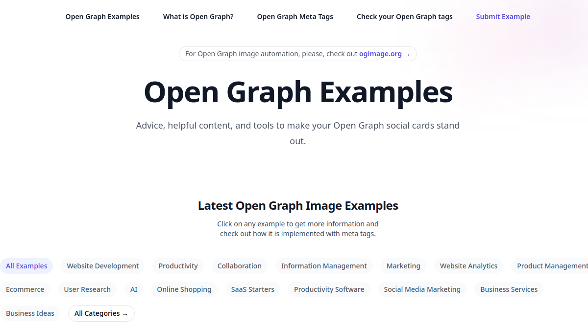 Open Graph Examples官网截图