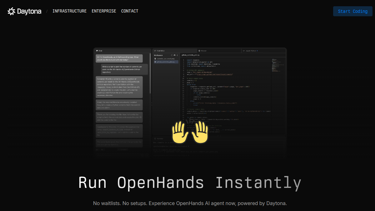 OpenHands on Daytona官网截图