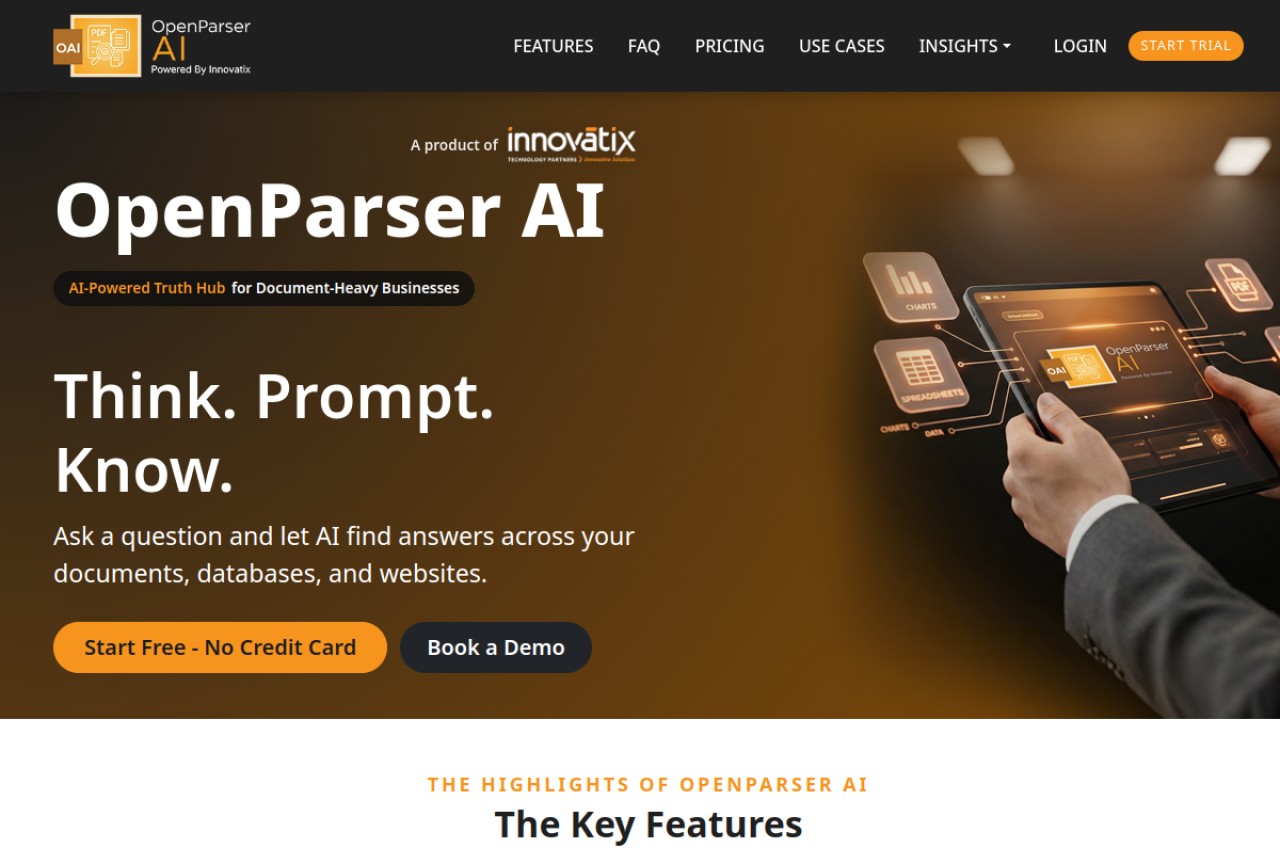 OpenParser.ai官网截图