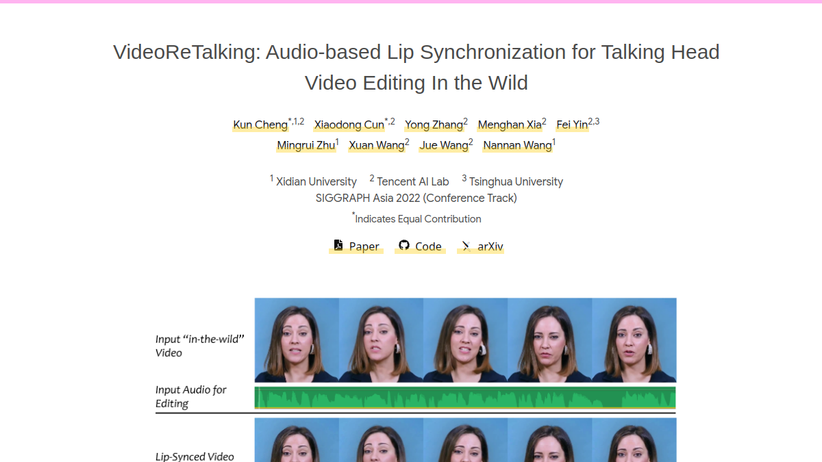 VideoReTalking官网截图