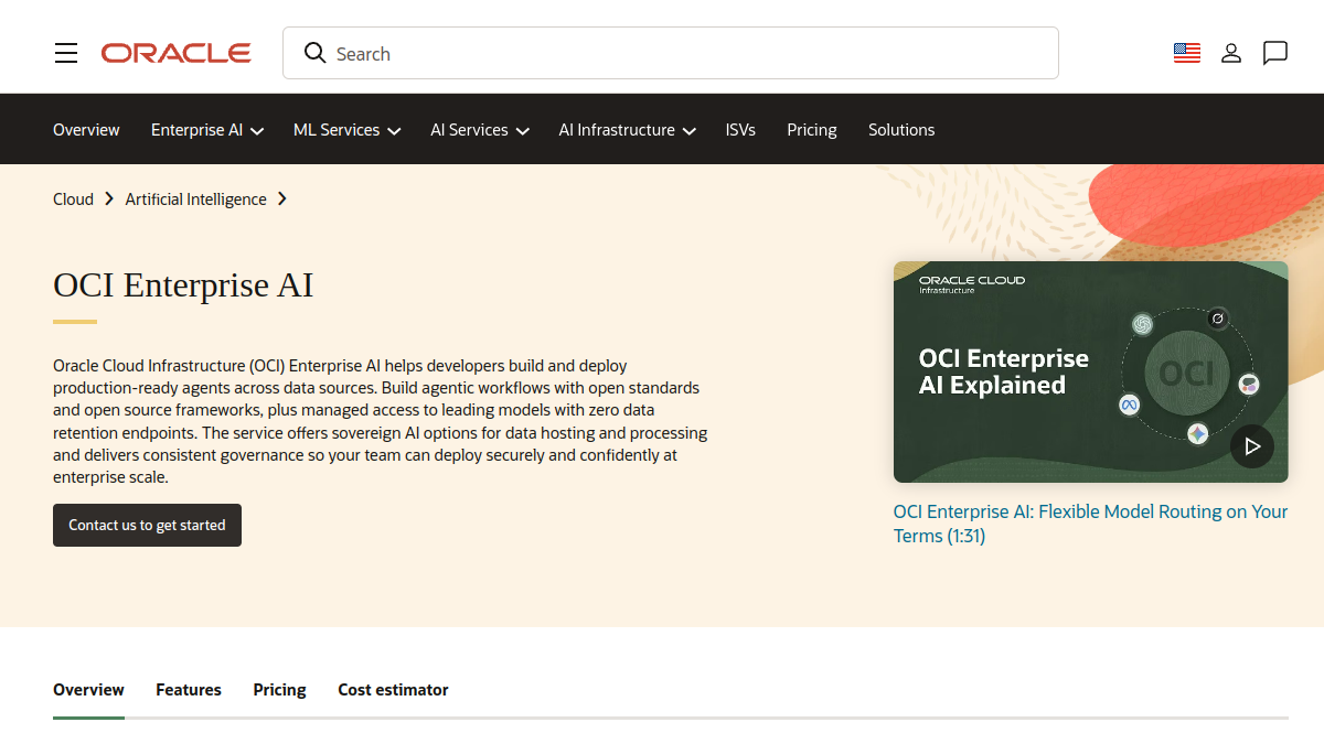 Oracle Cloud Infrastructure (OCI) Generative AI service官网截图