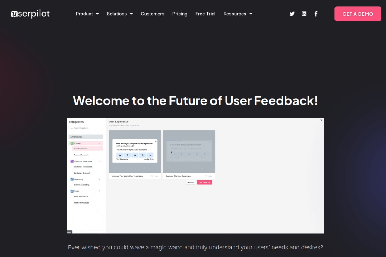 Surveys - Userpilot官网截图