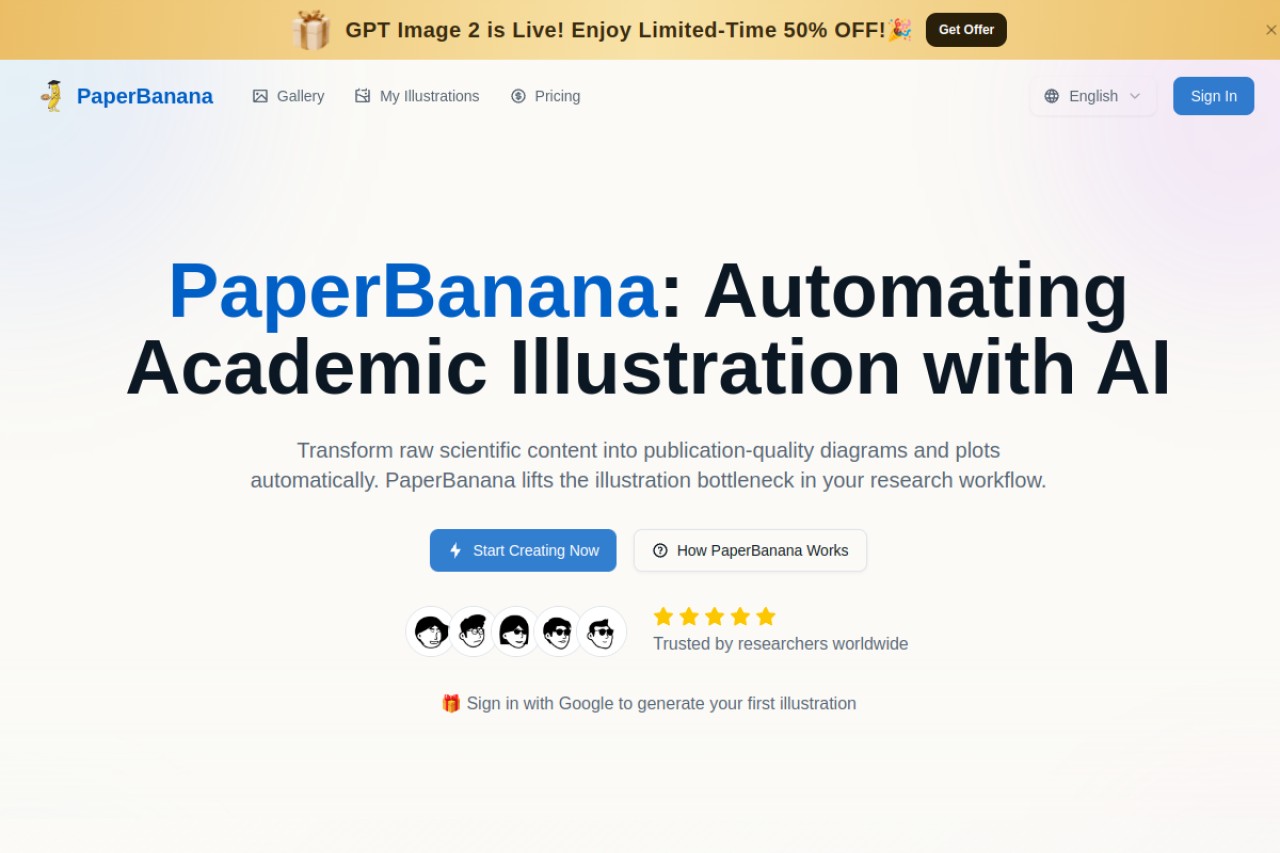 PaperBanana: AI Academic Illustration Generator官网截图