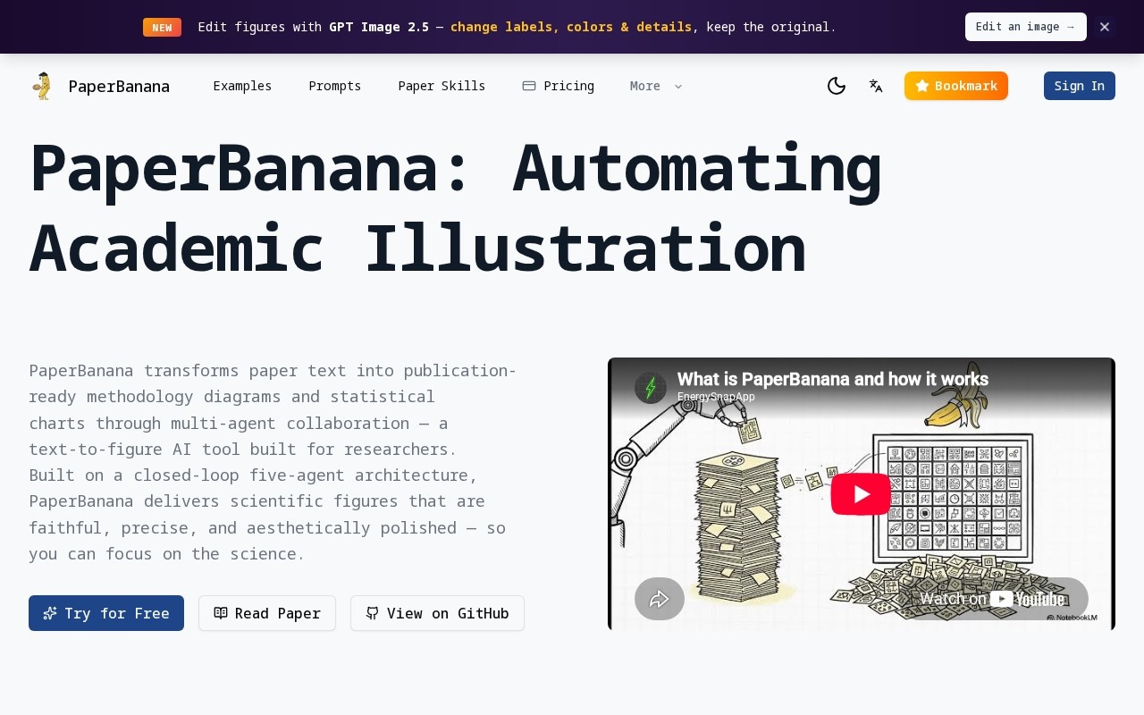 PaperBanana官网截图