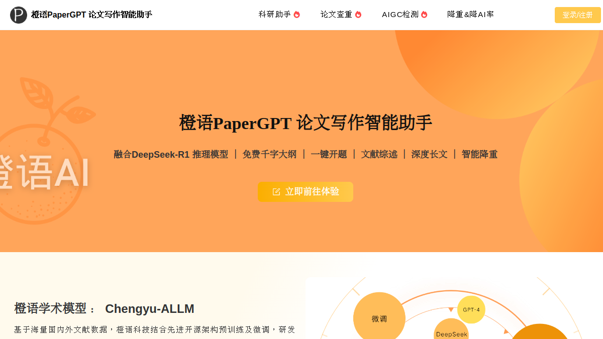 橙语PaperGPT官网截图