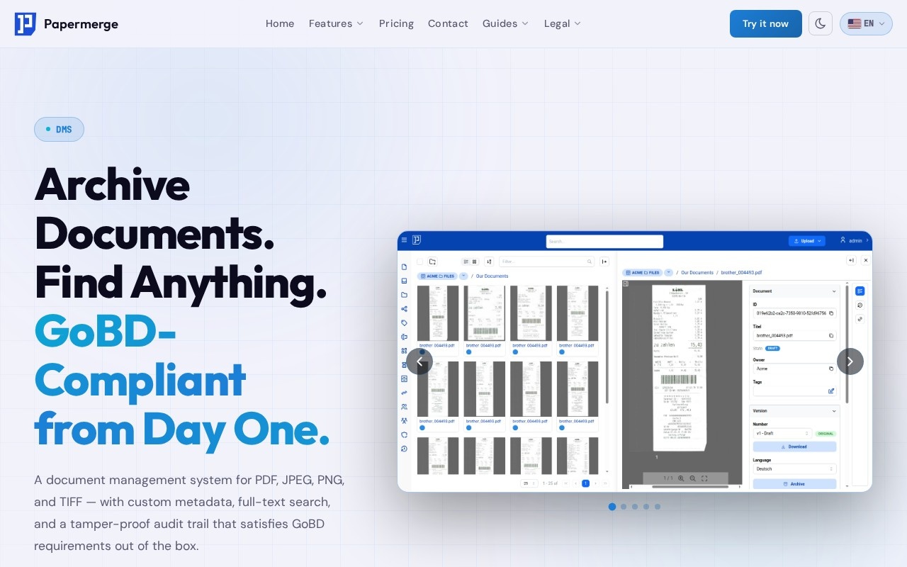 Papermerge DMS官网截图
