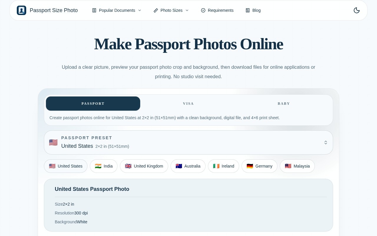 Passport Size Photo Maker官网截图