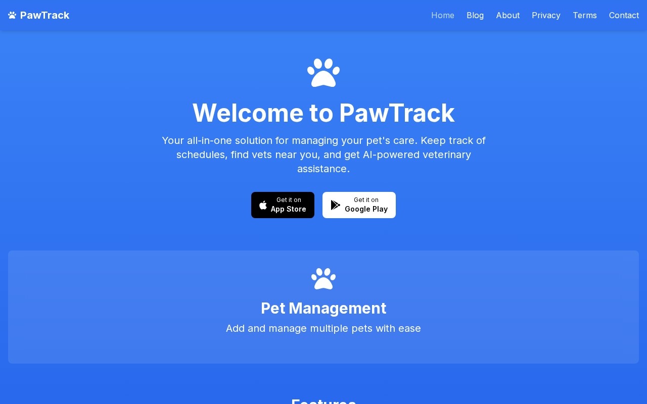 PawTrack官网截图