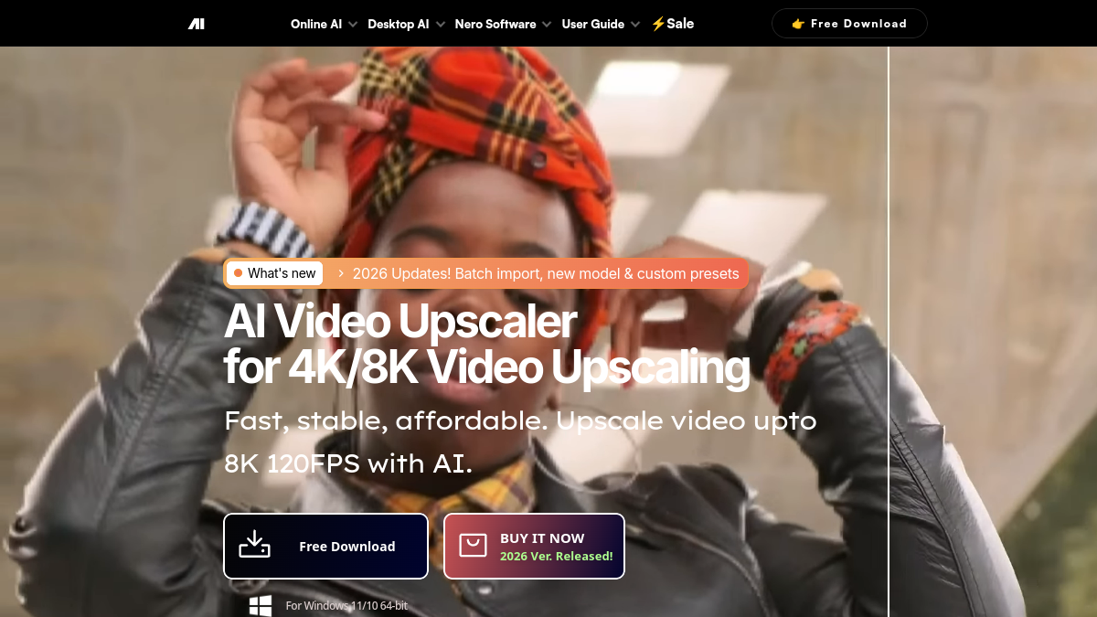 Nero AI Video Upscaler官网截图
