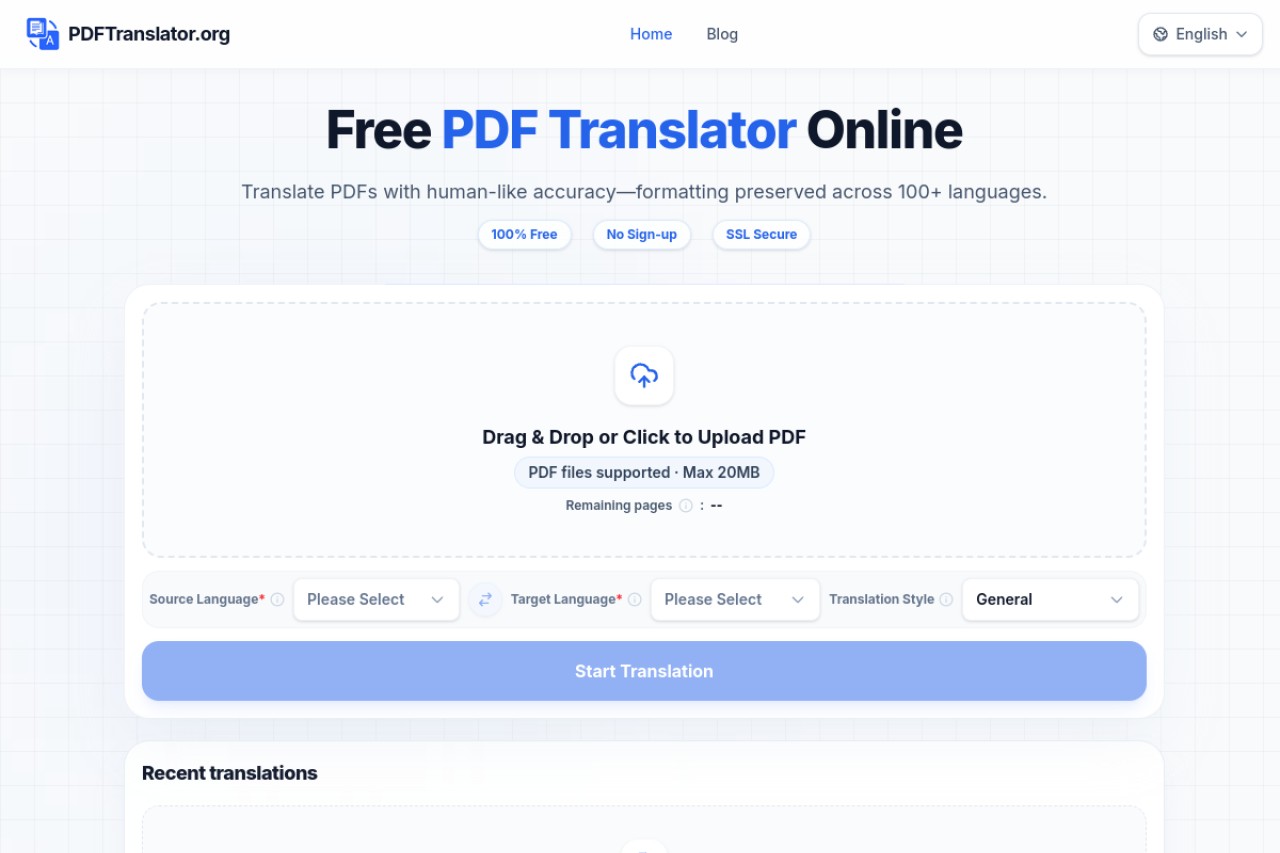 PDF Translator官网截图
